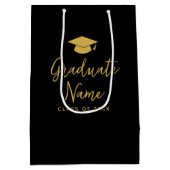 Sac Cadeau Moyen Script Grad Name avec Casquette - Graduation Black (Dos)