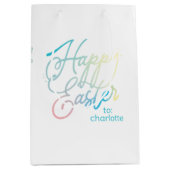 Sac Cadeau Moyen Script Happy Easter créé à la main (Devant)