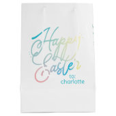 Sac Cadeau Moyen Script Happy Easter créé à la main (Dos)