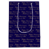 Sac Cadeau Moyen Script Joyeux Anniversaire avec Nom Bleu Or (Dos)