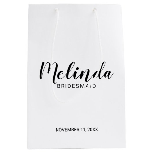 Sac Cadeau Moyen Script moderne, Bridesmaitres personnalisées (Devant)