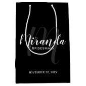 Sac Cadeau Moyen Script moderne, Bridesmaitres personnalisées Noir (Devant)
