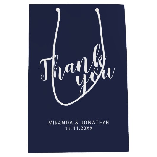 Sac Cadeau Moyen Script moderne Marine Blue Wedding Favoriser (Devant)