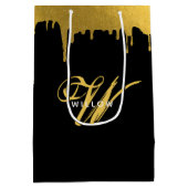 Sac Cadeau Moyen Script Vintage Black & Gold (Dos)