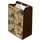 Sac Cadeau Moyen Sculptures de Steampunk sur Tan Leather Texture (Devant Angle)