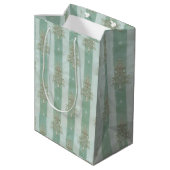 Sac Cadeau Moyen Seafoam Stiped Velvet-Look Diamond Trees (Dos Angle)