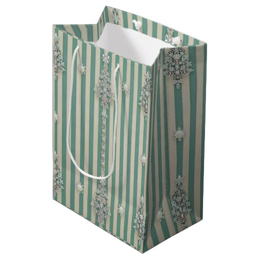 Sac Cadeau Moyen Seaoam Striped Crystal Trees (Devant Angle)