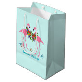 Sac Cadeau Moyen Seas n Salutations Flamants roses roses Noël (Dos Angle)