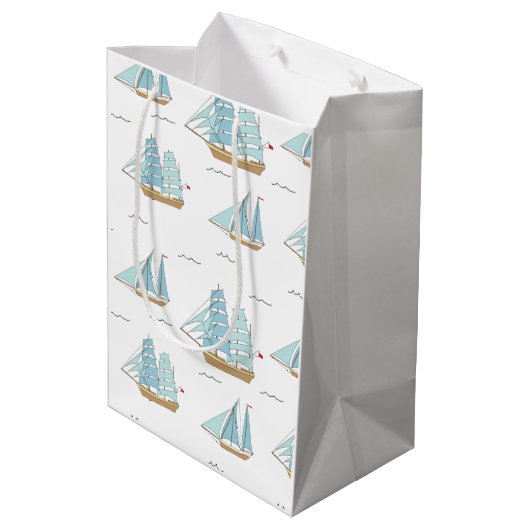 Sac Cadeau Moyen Seatime été Cute yachts avec voile (Dos Angle)
