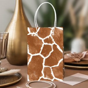Sac Cadeau Moyen Selle Marron Motif Peau de Girafe ID1152