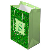 Sac Cadeau Moyen Serre Holly avec Monogramme, Vert foncé (Devant Angle)