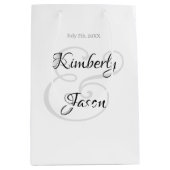 Sac Cadeau Moyen Ses noms et dates de script et date, noir et gris (Devant)