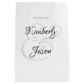 Sac Cadeau Moyen Ses noms et dates de script et date, noir et gris (Dos)