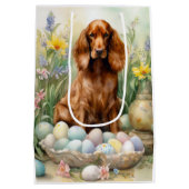 Sac Cadeau Moyen Setter rouge irlandais avec oeufs de Pâques (Dos)