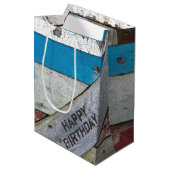 Sac Cadeau Moyen Shabby Chic Grange Bois Anniversaire (Devant Angle)
