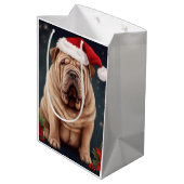 Sac Cadeau Moyen Shar Pei Chien dans Noël de neige (Dos Angle)
