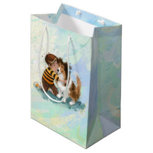Sac Cadeau Moyen Sheltie and Boy Dog Hug