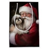 Sac Cadeau Moyen Shih Tzu Avec Noël Festif Du Père Noël (Devant)