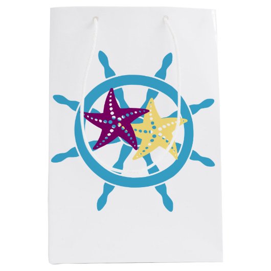 Sac Cadeau Moyen Shipwheel & Starfish (Devant)