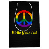 Sac Cadeau Moyen Signal de paix LGBT (Devant)
