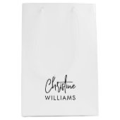 Sac Cadeau Moyen Signature Monogramme manuscrit blanc (Devant)