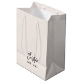 Sac Cadeau Moyen Signature Monogramme manuscrit Script Blu rose (Devant Angle)