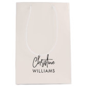 Sac Cadeau Moyen Signature Monogramme manuscrit Script Blu rose (Devant)