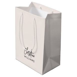 Sac Cadeau Moyen Signature Monogramme manuscrit Script Blu rose