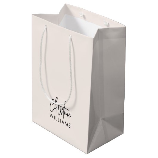Sac Cadeau Moyen Signature Monogramme manuscrit Script Blu rose (Dos Angle)