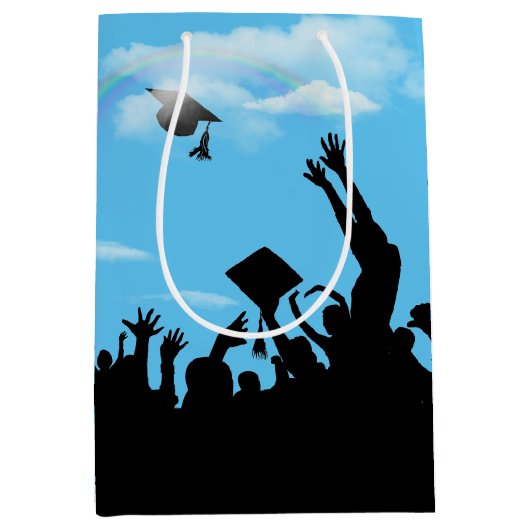 Sac Cadeau Moyen Silhouette avec arc-en-ciel (Devant)