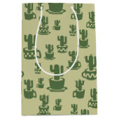 Sac Cadeau Moyen Silhouette de cactus succulent en tasses et pots (Devant)