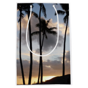 Sac Cadeau Moyen Silhouettes de palmiers à Hawaii