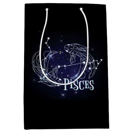 Sac Cadeau Moyen SIM A Pisces Zodiac.SIGNE Zodiaque À La Mode Pisce (Devant)