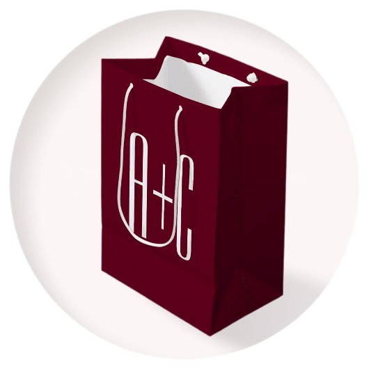 Sac Cadeau Moyen Simple Couples | White & Burgundy