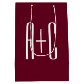 Sac Cadeau Moyen Simple Couples | White & Burgundy (Dos)