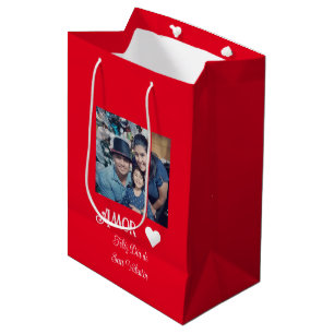 Sac Cadeau Moyen Simple Heureuse Sainte-Valentin Espagnol Coeur Bla