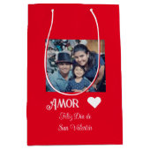 Sac Cadeau Moyen Simple Heureuse Sainte-Valentin Espagnol Coeur Bla (Devant)