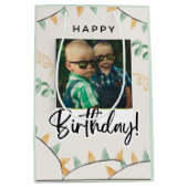 Sac Cadeau Moyen Simple Joyeux Anniversaire Ajouter un texte photo  (Devant)