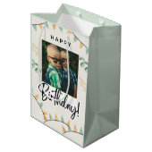 Sac Cadeau Moyen Simple Joyeux Anniversaire Ajouter un texte photo  (Dos Angle)