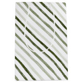 Sac Cadeau Moyen Simple moderne Vert rayure Aquarelle Noël (Devant)