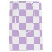 Sac Cadeau Moyen Simple Pastel Purple Lilac & White À damiers (Devant)
