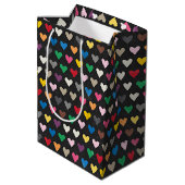 Sac Cadeau Moyen Simple rose rouge bleu vert jaune Motif de coeur (Dos Angle)