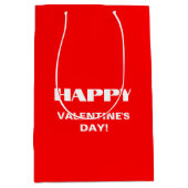 Sac Cadeau Moyen Simple White Clean Joyeux Valentines Jour | Rouge  (Devant)