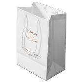 Sac Cadeau Moyen Simple White & Gold Custom Wedding Bienvenue (Dos Angle)