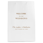 Sac Cadeau Moyen Simple White & Gold Custom Wedding Bienvenue (Devant)