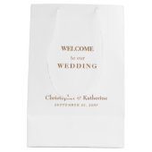 Sac Cadeau Moyen Simple White & Gold Custom Wedding Bienvenue (Dos)