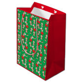 Sac Cadeau Moyen Singe Noël Présent Motif Vert Rouge (Dos Angle)