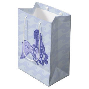 Sac Cadeau Moyen Sirène assise bleue