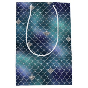 Sac Cadeau Moyen Sirène bleu Silver Aqua