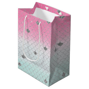 Sac Cadeau Moyen Sirène de Parties scintillant d'argent à la ment